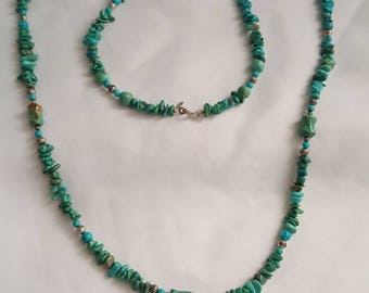 Vintage Turquoise Nuggets Ketting Sterling Carolyn Pollack Relios!!!