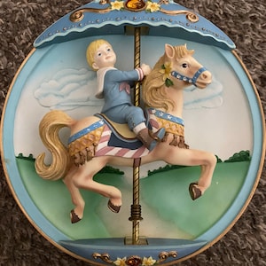 Bradford Exchange 1995 Carousel Daydreams All Aboard! Musical Motion Plate-af