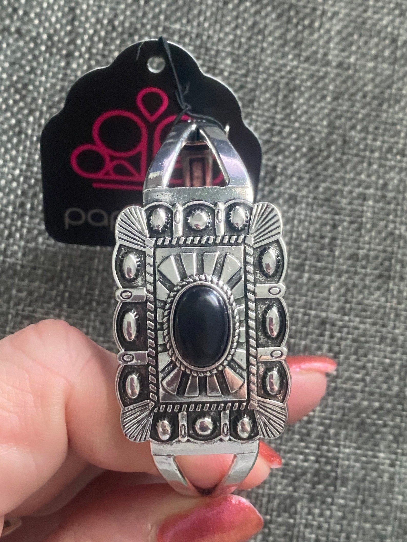 Paparazzi Hinged Clasp Bracelet Silver with Black Stone Etsy