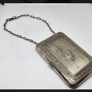 Vintage German Silver Coin Holder Compact Purse - af