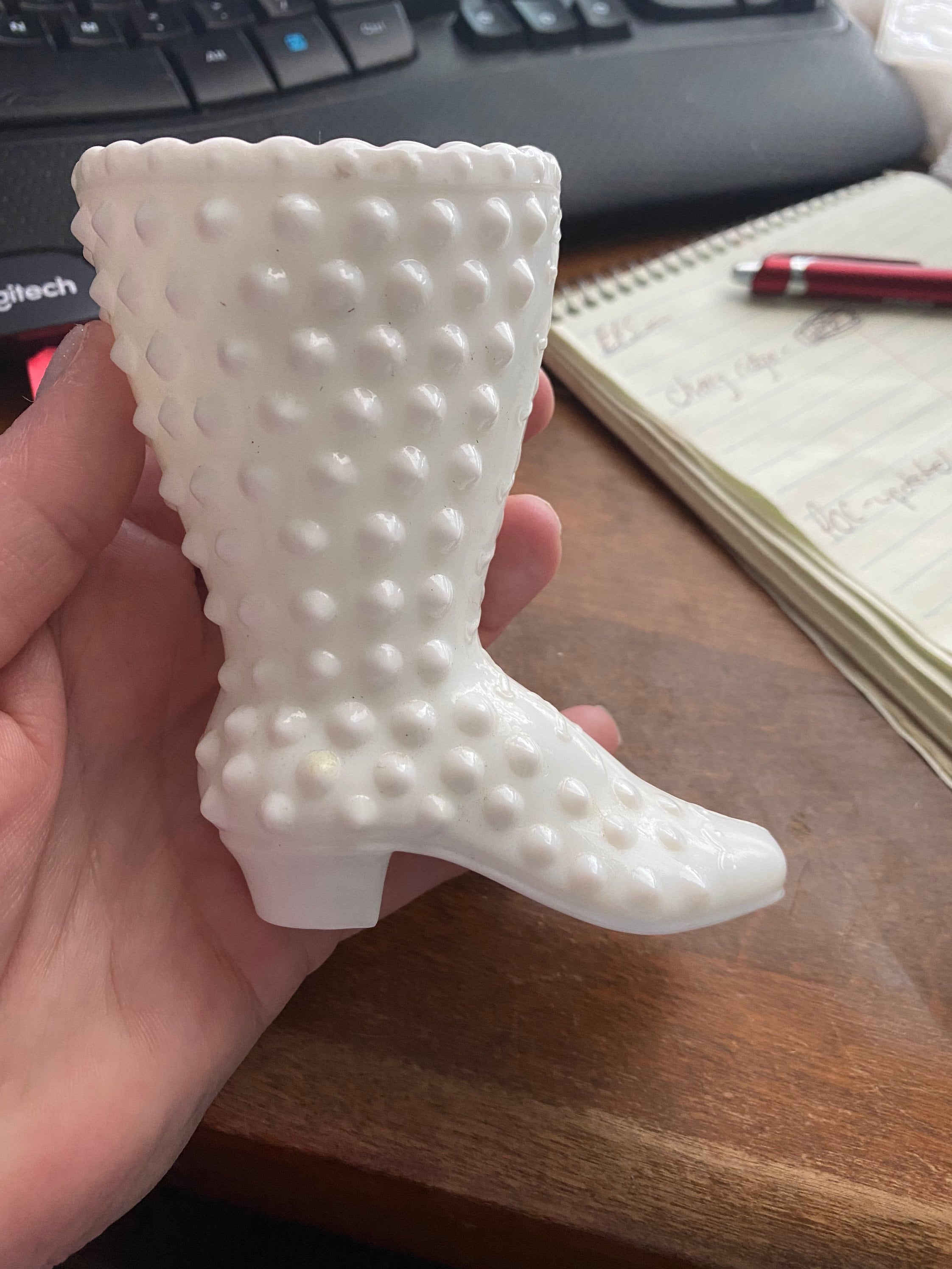 フェントン ミルクガラス ボブネイル ピーチブロウ 13×14cm 極美品 フェントン - アイミルUSAヴィンテージ