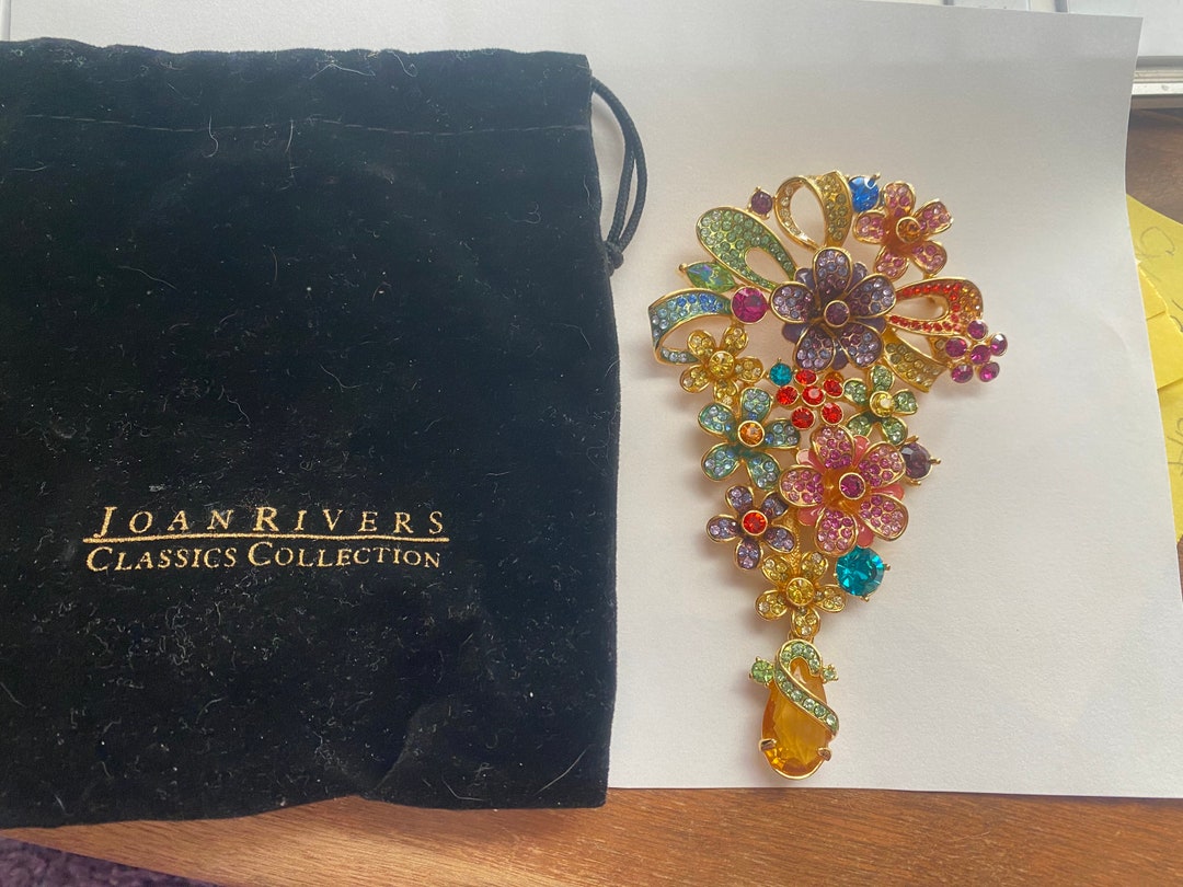 Rare Joan Rivers Multicolor Crystal Cascade Flower Brooch Classics ...