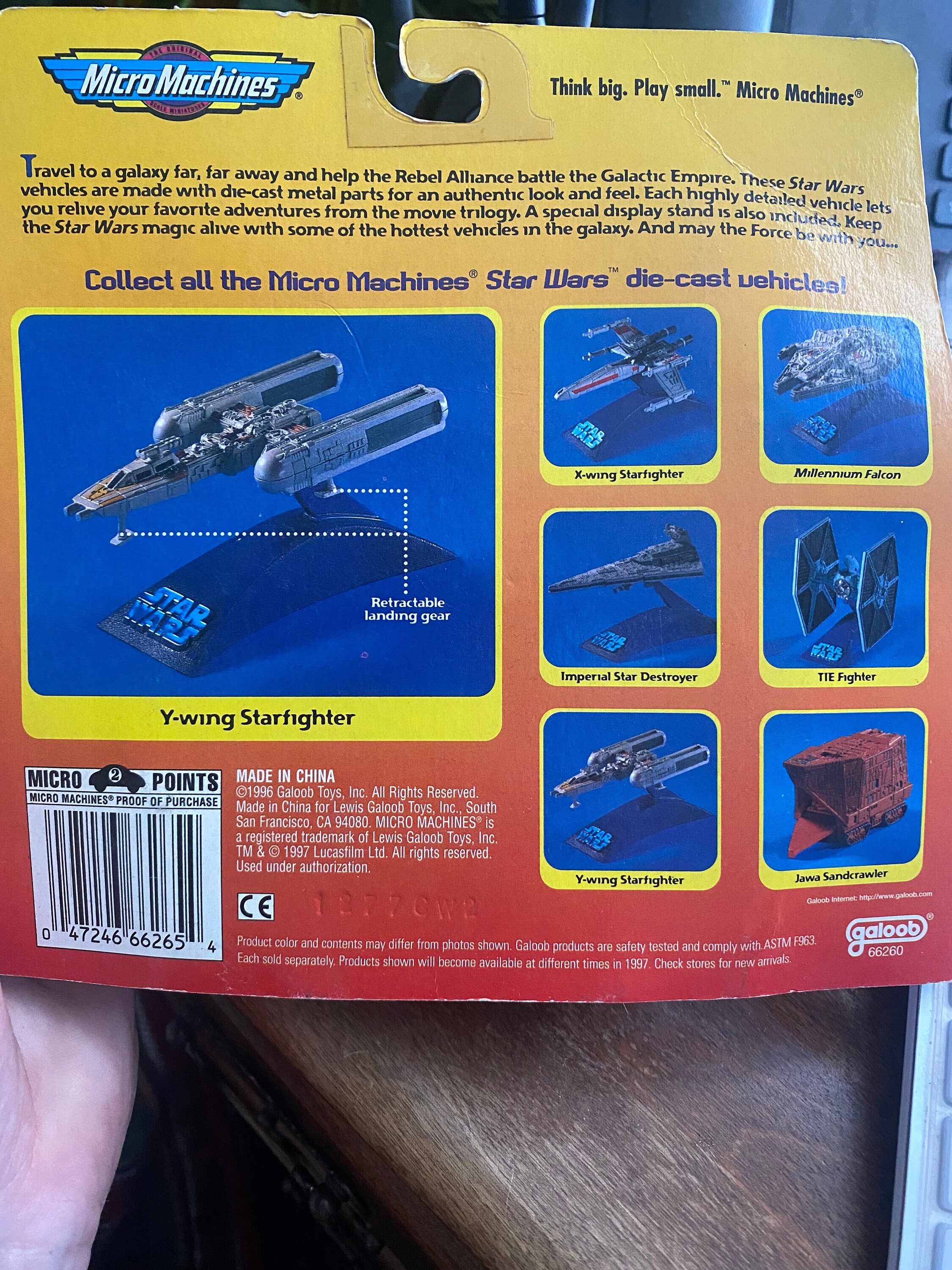 Star Wars Micro Machines Die Cast Metal Y-WING STAR FIGHTER