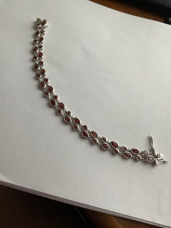 Signed DK Dave Kidd Sterling Silver Ruby Red Brac… - image 1