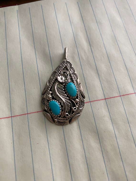 Exceptional Vintage Navajo Turquoise Teardrop Native American Necklace Exceptional Vintage Navajo Turquoise Teardrop Native American Necklace