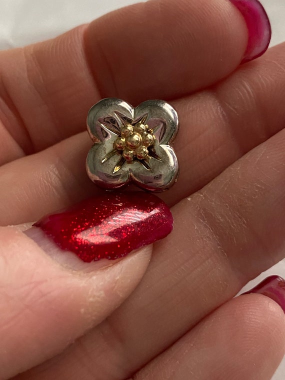Beautiful Signed S&G Sterling And 14k Gold Flower… - image 1