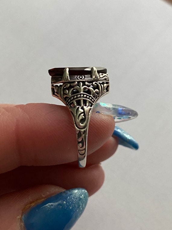 Signed AHM Sterling Silver Lab Created Ruby Stone… - image 2