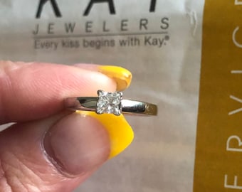 14K White Gold THE LEO .46ctw Princess Cut Diamond Solitaire Engagement Ring!!!-af