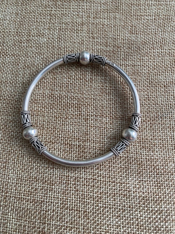 Heavy Sterling Silver 925 BA Indonesia Bali Beaded Round