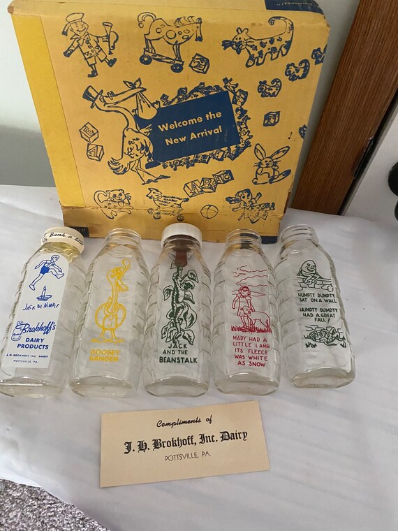 Vintage Brokhoffs Dairy Glass Baby Bottle Set Etsy