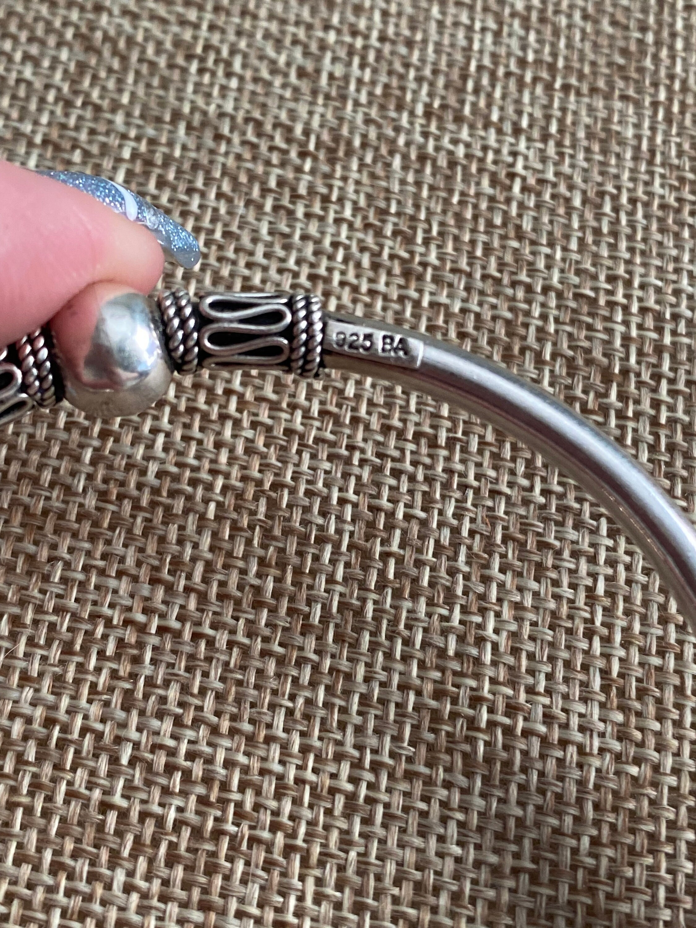 Doughnut 925 Sterling Silver Round Bangle Bracelet, Chunky