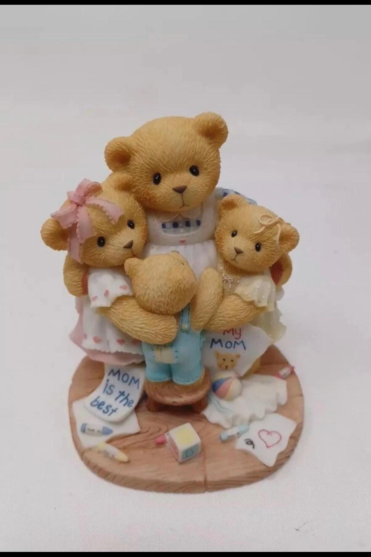 Cherished Teddies Katie-Renee-Jessica-Matthew Mom Bear w/Cubs 1998 by Enesco