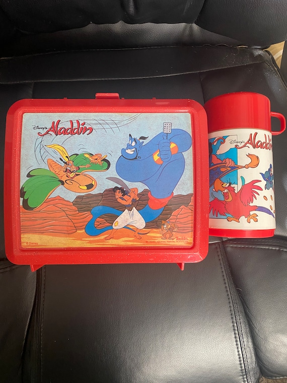 Disney Aladdin Plastic Lunchbox And Thermos 1990 … - image 1