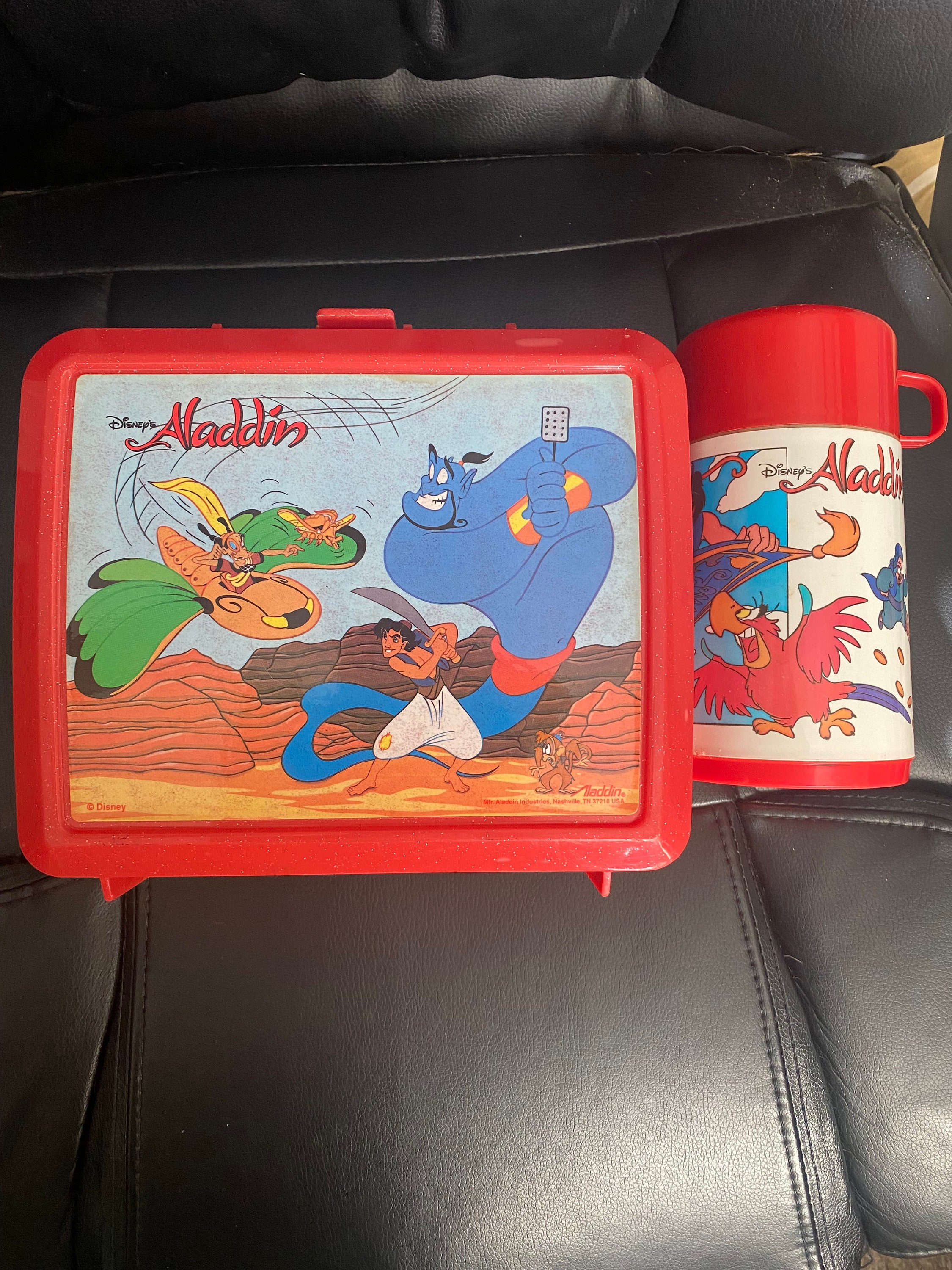 Disney Aladdin Plastic Lunchbox and Thermos 1990 Vintage