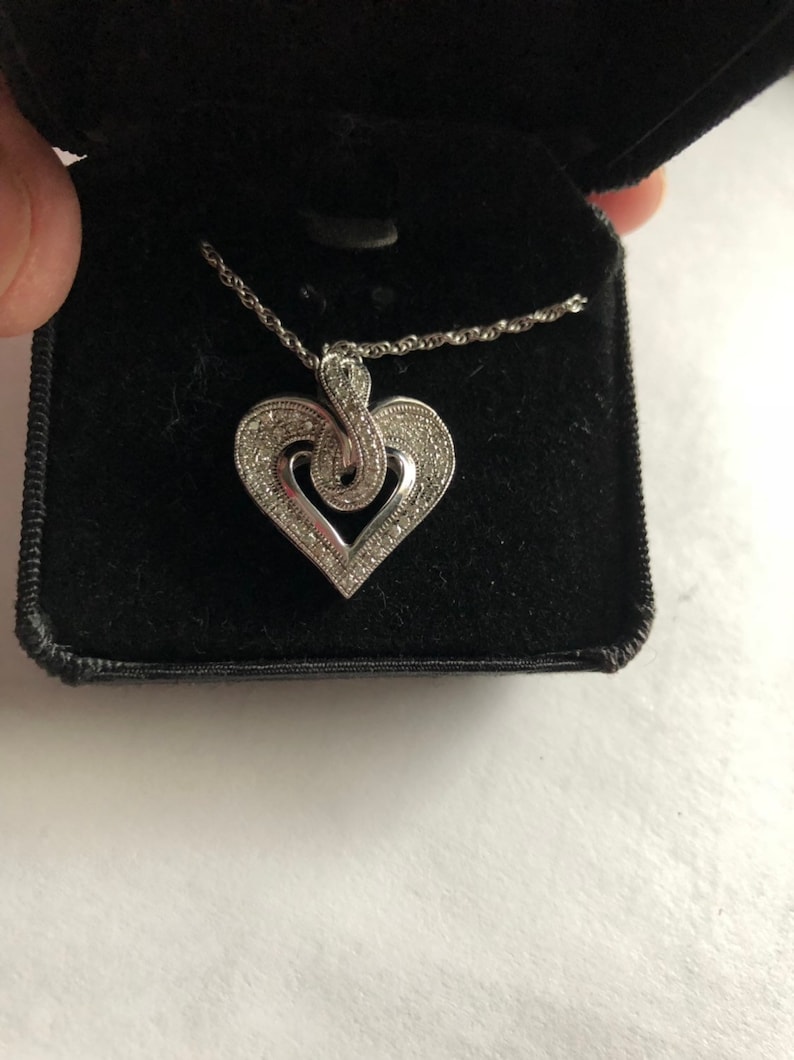 Brand New Kay Jewelers Sterling Silver & Diamond Heart Pendant Etsy