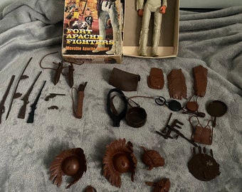 1967 Vintage Johnny West Geronimo Figure w/ Accessories & Original Box by Marx