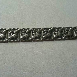 Vintage Sterling Silver Art Deco Flower Panel Link Bracelet!!!