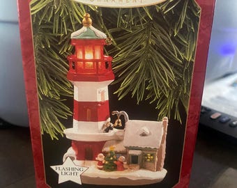 1997 MAGIC Hallmark Keepsake Christmas Ornament Lighthouse Greetings # 1