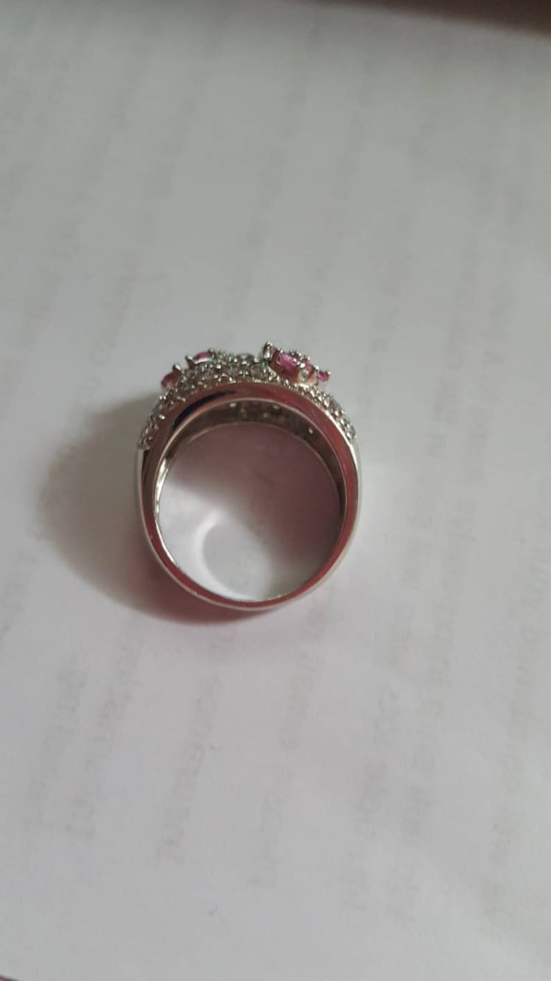 Brand New Sterling Silver WhitePink CZ Flower Cluster Ring /& Earring Set!!!