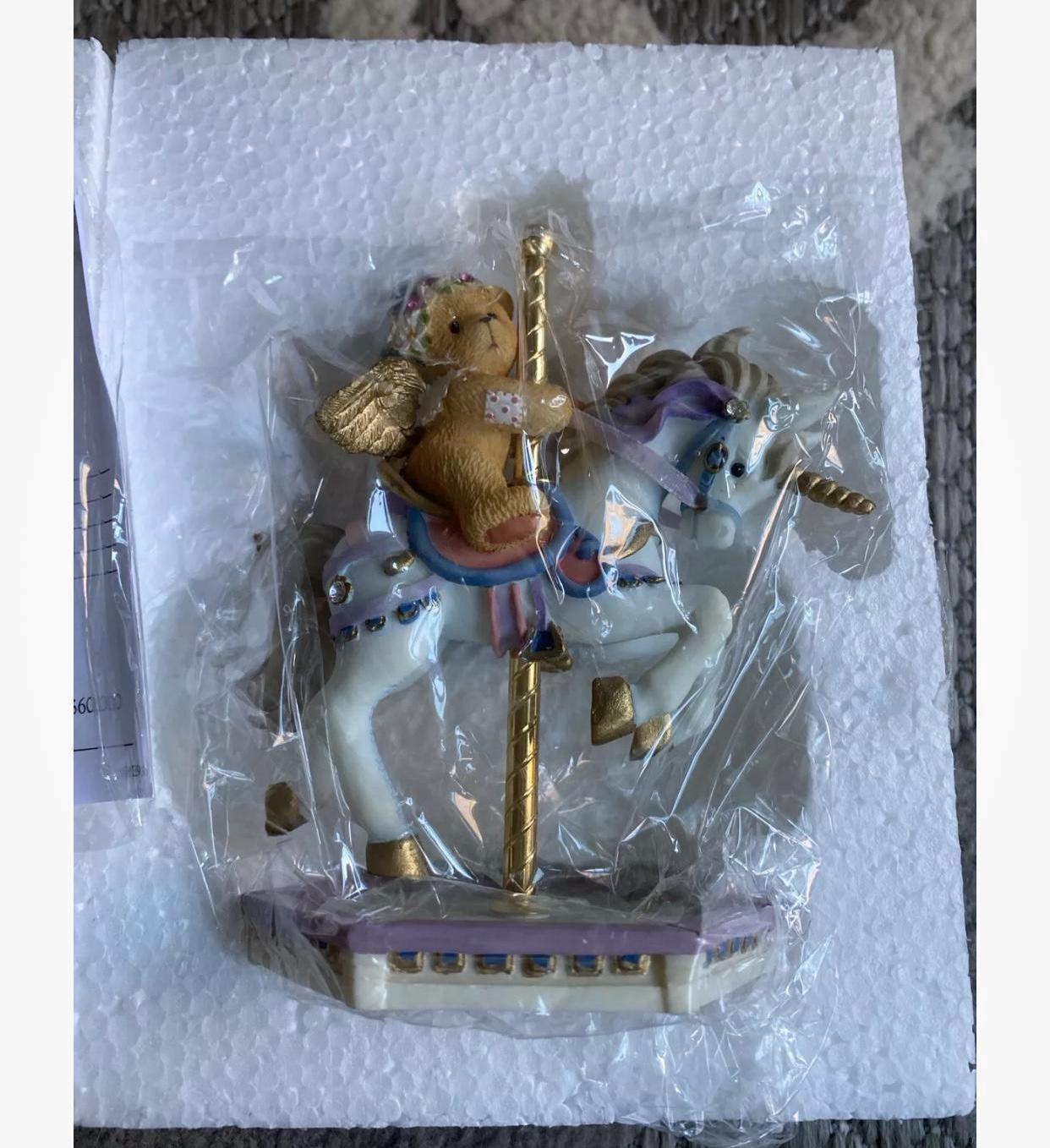 Cherished Teddies RARE Crystal Riding Unicorn Carousel Series