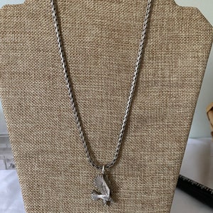 Vintage Sterling Silver Wheat Chain Necklace & Sterling Eagle Pendant!!!