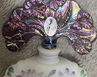 Fenton Perfume Bottle New Century XXI Collection White Purple