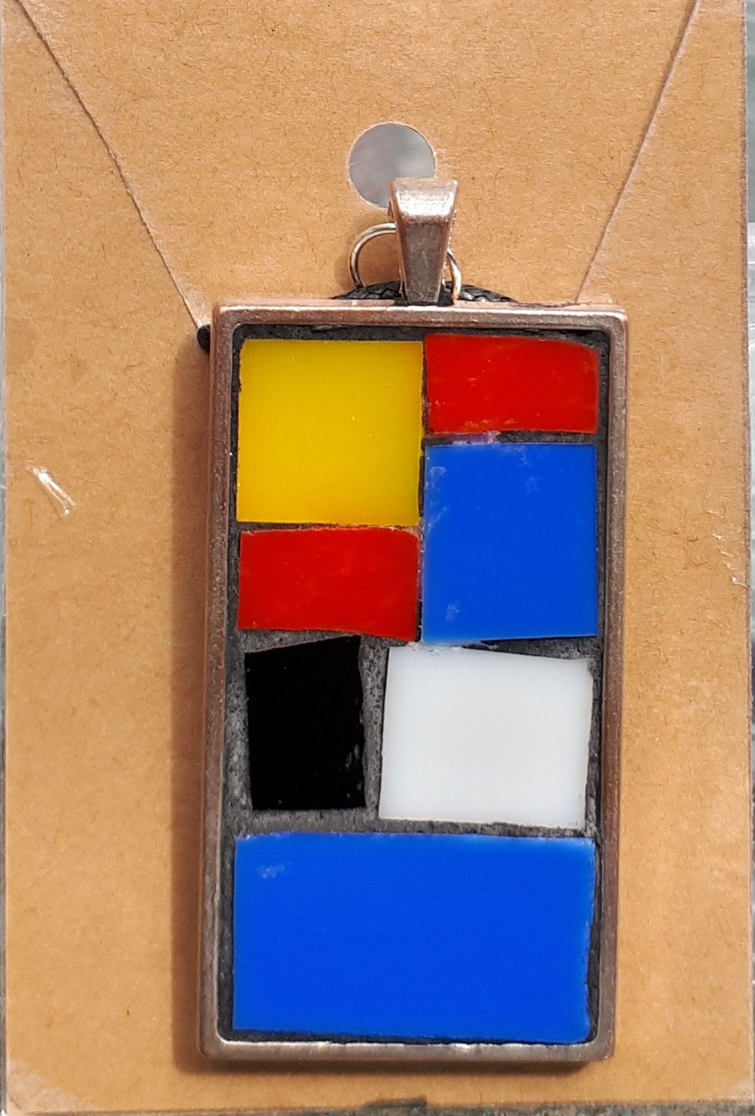 Stained Glass Blocks of Colour Rectangle Pendant - Etsy