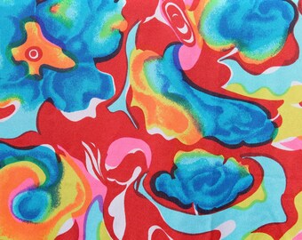 Vintage Fabric Mod Flower Power Paisley Bright Colors Yay! Neon!