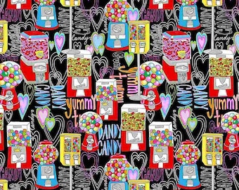 BTY Out of Print Timeless Treasures Gumball Machines Fabric