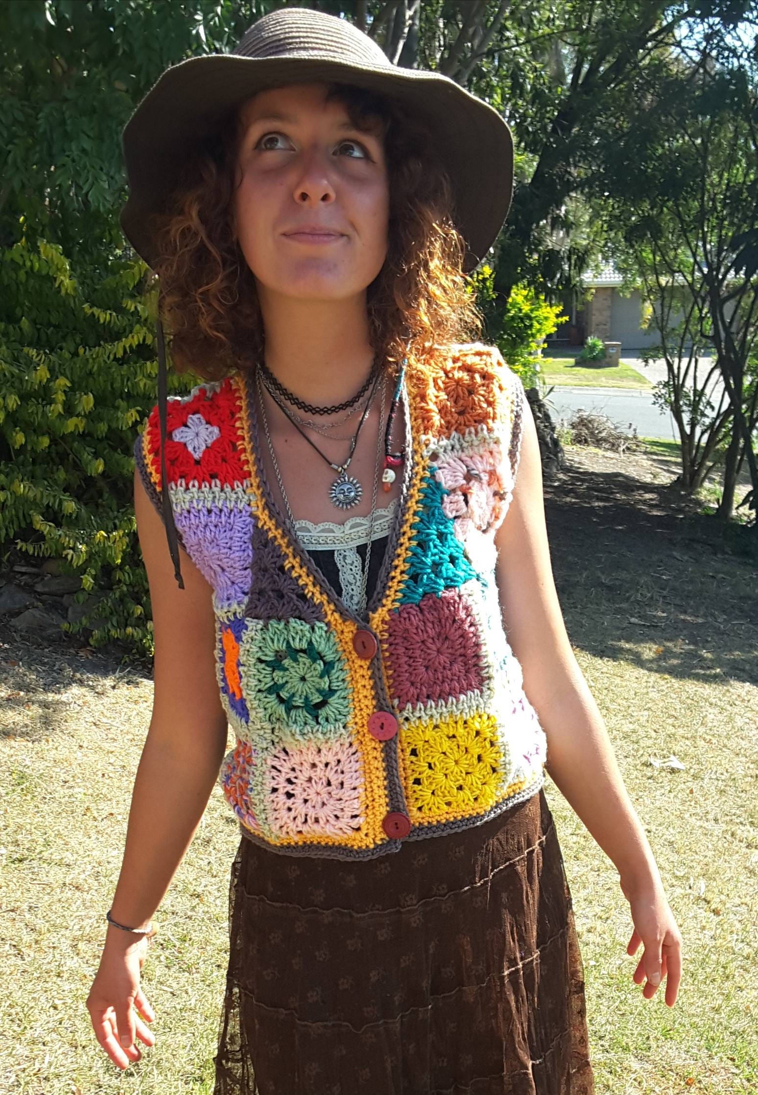 Colourful Granny Square Vest Young at Heart Hippy Clothing Bohemian ...