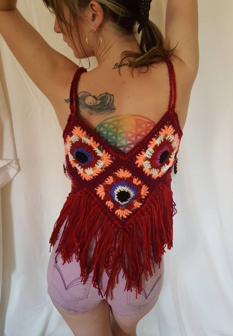 Bohemian fashion Crochet bralette Gypsy Boobtube Festival clothing Crop top Funky crop top Original design Hippy Vegan Custom