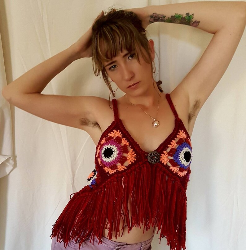 Bohemian fashion Crochet bralette Gypsy Boobtube Festival clothing Crop top Funky crop top Original design Hippy Vegan Custom
