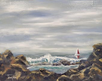 Ocean Waves 11x14 Plein Air oil, Coastal Wall Art