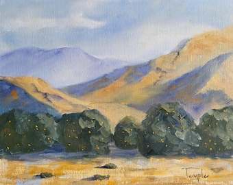 Golden Mountain – 8 x 10 Original Oil Painting on Canvas, Plein Air