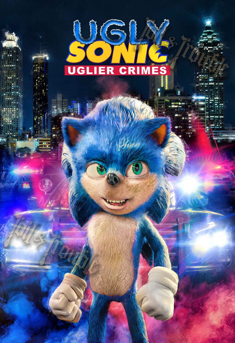Ugly Sonic Poster Wall Art Large and Small Sizes Chip and Dale Etsy