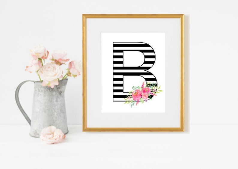 Monogram Letter B Print Monogram Printable Letter Wall Art | Etsy