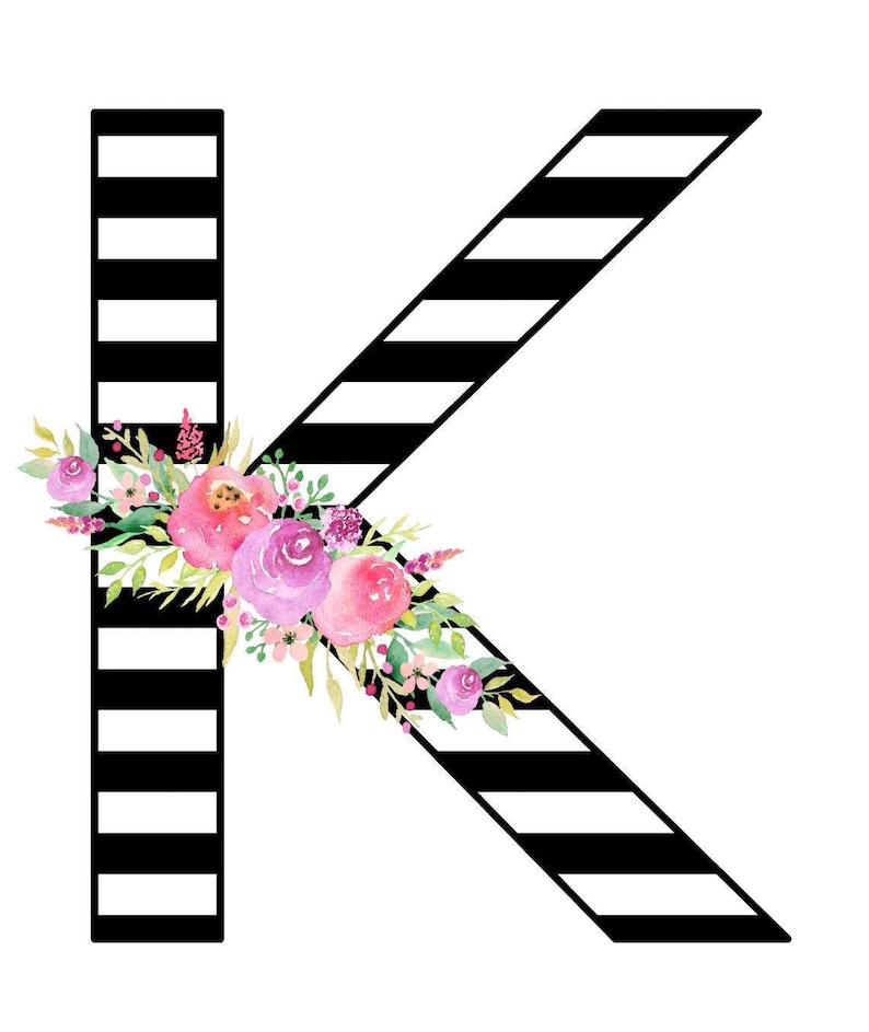 Monogram Letter K Print Monogram Printable Letter Wall Art Etsy
