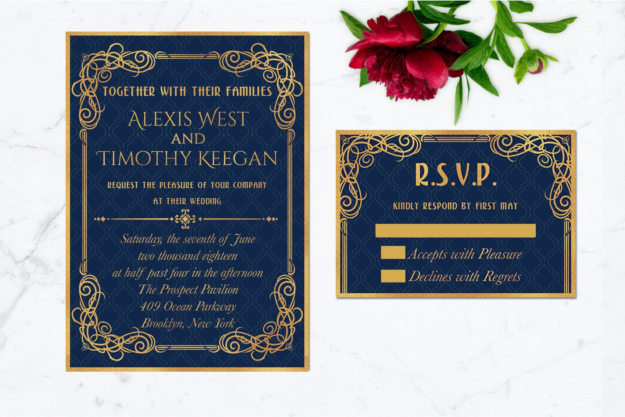 Royal Blue And Gold Invitations 7