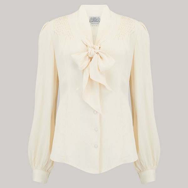 Eva Blouse Long Sleeve in Cream by The Seamstress of Bloomsbury | Authentic 1940's Inspired Designs