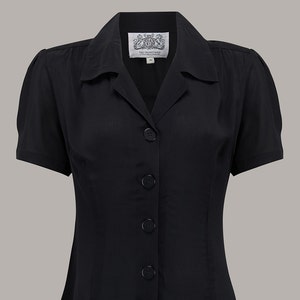 Grace Blouse in Liquorice Black by The Seamstress of Bloomsbury | Authentic Vintage 1940's Style
