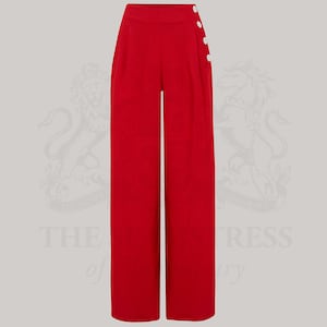 Audrey Trousers in Lipstick Red by The Seamstress of Bloomsbury | Authentic Vintage 1940's Style