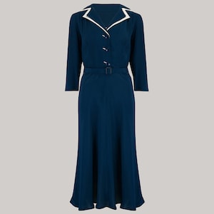 Lisa-Mae Shirtdress in French Navy by The Seamstress of Bloomsbury | Authentic 1940's Style Designs