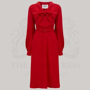 Eva Dress in Lipstick Red | Vintage 1940s Style Women&#39;s Dress | The Seamstress of Bloomsbury