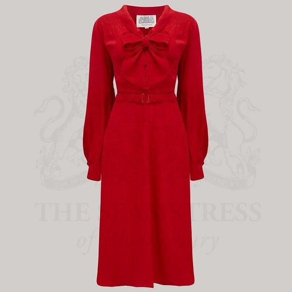 Eva Dress in Lipstick Red by The Seamstress of Bloomsbury | Authentic 1940s Inspired Designs