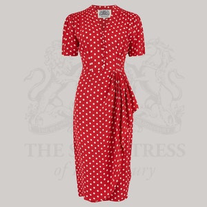 Mabel Dress in Red Polka Dot | Vintage 1940s Style Women's Dress | The Seamstress of Bloomsbury
