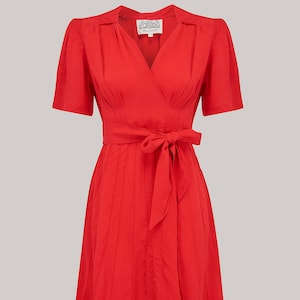 Nancy Dress in Lipstick Red by The Seamstress of Bloomsbury | Authentic Vintage 1940s Style