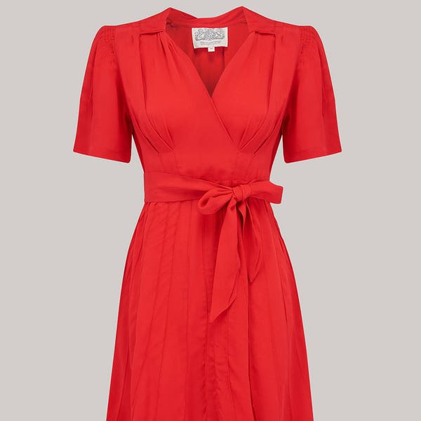 Nancy Dress in Lipstick Red by The Seastress of Bloomsbury | Authentischer Vintage 40er Jahre Stil