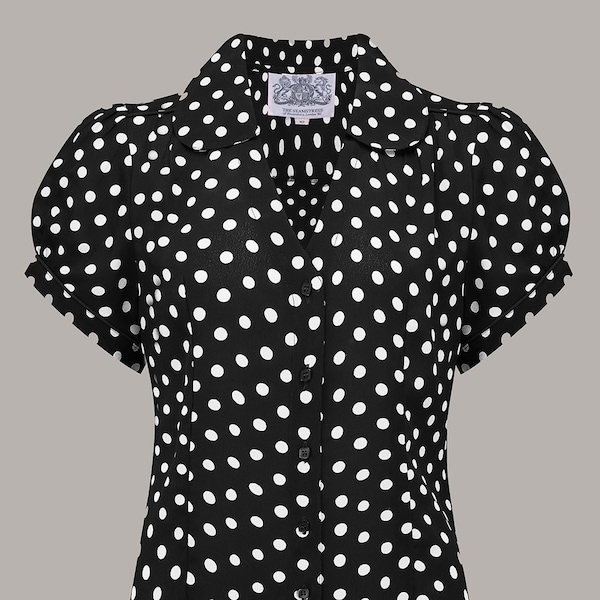 Judy Blouse in Black Polka by The Seamstress of Bloomsbury | Authentic Vintage 1940s Style