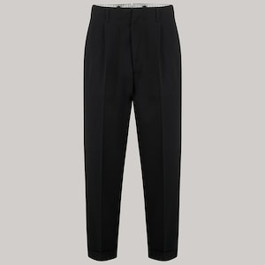 Men&#39;s 1950s Hollywood Style Peg Trousers in Navy (with complimentary braces) | Vintage Style Men&#39;s Trousers | The Seamstress of Bloomsbury