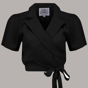 Greta Blouse in Liquorice Black by The Seamstress of Bloomsbury | Authentic Vintage 1940s Style